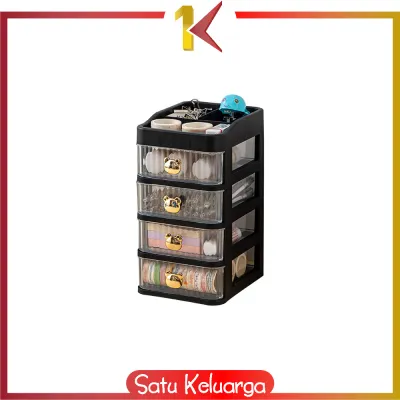 SK-K166 Rak Kosmetik Serbaguna 3 Laci Tempat Make Up Storage Box Bear / Rak Kotak Penyimpanan Alat Tulis / Desktop Drawer Rak Susun Serbaguna / Rak Meja Laci Import