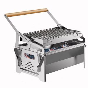 Outdoor portable folding barbecue rack stainless steel thickened barbecue stove collapsible charcoal barbecue grill