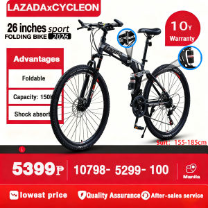 AENXRD Mountain bike 26 inches 21 speed folding bike for adult Disc brakes Alloy frame with Hydraulic shock absorption Suitable for ages 14-20