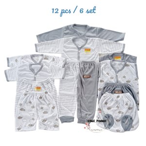 Paket Hemat 18 pcs Seri Baru / Warna Abu / Paket Baju Bayi Newborn 0-4 bulan