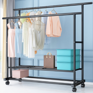 ราวตากผ้า ราวแขวนผ้า DIY ที่แขวนผ้า - สีดำ สีขาว