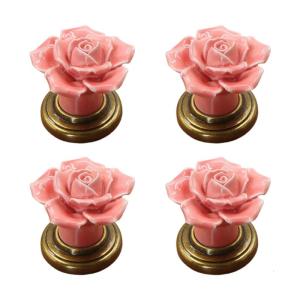 4Pcs Elegant Florals Ceramics Cabinets Knobs With Zinc Alloy Screws for Furniture Wardrobe Dresser Drawer Handles Use