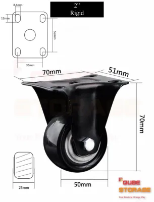 ( 1 pc ) Heavy Duty Swivel Rigid Brake PU Castor Caster Rubber Roller Trolley Furniture Wheel 38mm / 50mm