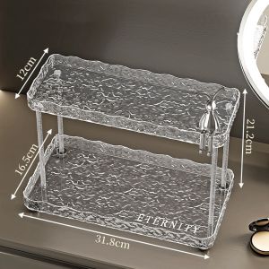 Rak Tempat Kosmetik Skincare Double Layer Water Ripple Makeup Storage Bathroom Organization
