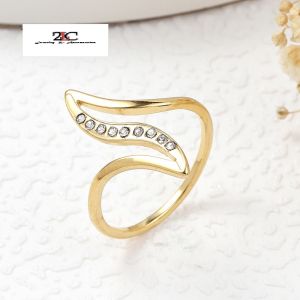 Nhẫn titan nữ thời trang chữ S đính hột lượn sóng cực đẹp thép không gỉ
