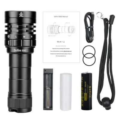 Sofirn SD05 Đèn pin lặn dùng bình dưỡng khí XHp50.2 Siêu Sáng 3000LM 21700 Pin Dive Torch Với công tắc từ 5000K 6500K