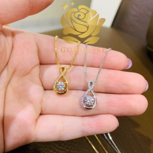 Kalung Titanium ELEGANT Lapis Emas 18k ANTI KARAT Crystal Swarovski Perhiasan Liontin Hadiah Wanita