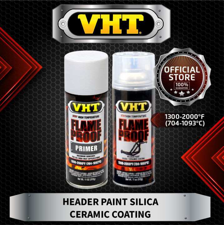 VHT Flameproof Flat White Primer w/ VHT Flameproof Clear (Satin Finish