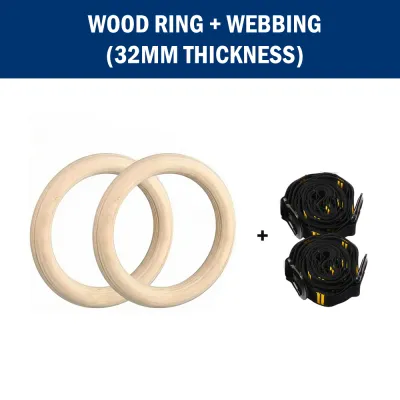 MAXGEAR MALAYSIA Wooden Gymnastic Rings 32mm Adjustable Straps Heavy Duty Gym Ring Pull Up Ring Gelung Senaman Kayu 体操吊环 健身环