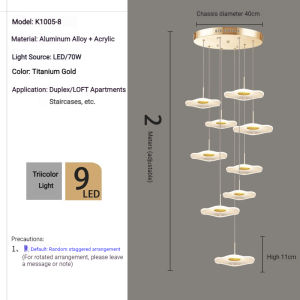 15 LED Crystal Chandelier with Remote Control Dimmable Gold Lotus Pendant Light 3000-6500K for Living Room Dining Room