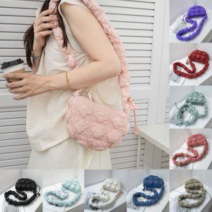 BETTERFORM Pleated Quilted Shoulder Bag Bubbles Cloud Shopping Bag Casual Solid Color Commute Bag Women Girls