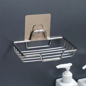 HW103- Stainless Steel Bathroom Soap Holder Wall Mounted No Drilling Kitchen Sponge Tray Holder Organizer Sticky Shower Soap Dish Rack