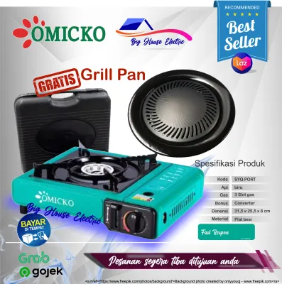 Kompor portable 2in1 omicko/bisa pilih WARNA/bisa gas kecil dan tabung 3kg - Termurah