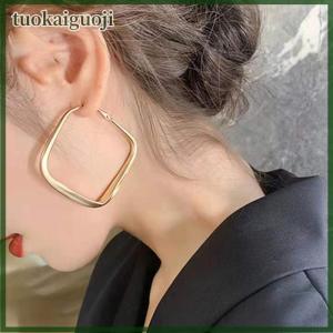 tuokaiguoji Thời Trang Màu Vàng Lớn Vuông Hoop Bông Tai Cho Phụ Nữ Phóng Đại Kim Loại Hình Học Không Thường Xuyên Vòng Tròn Bông Tai Đồ Trang Sức