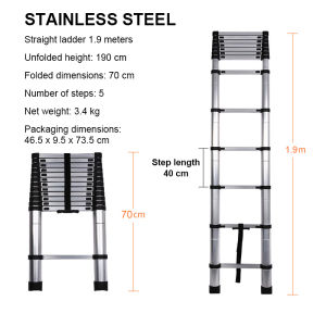 Monkey Tools 2.6M ladder multifunctional telescopic ladder aluminum alloy portable household folding ladder widened pedal ladder（set of accessories + same day delivery +original store)