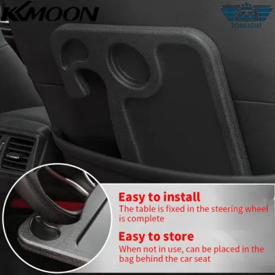KKmoon Steering Wheel Car Desk Double Sided Car Table Laptop Tablet Stand Flat Food Tray Multifunctional Waterproof ABS Pen Slot Design for Daily and Travel Use