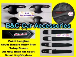 Paket Lengkap Cover Handle Outer Plus Tutup Bensin All New Rush  GR Sports Non Smart Hitam Doff