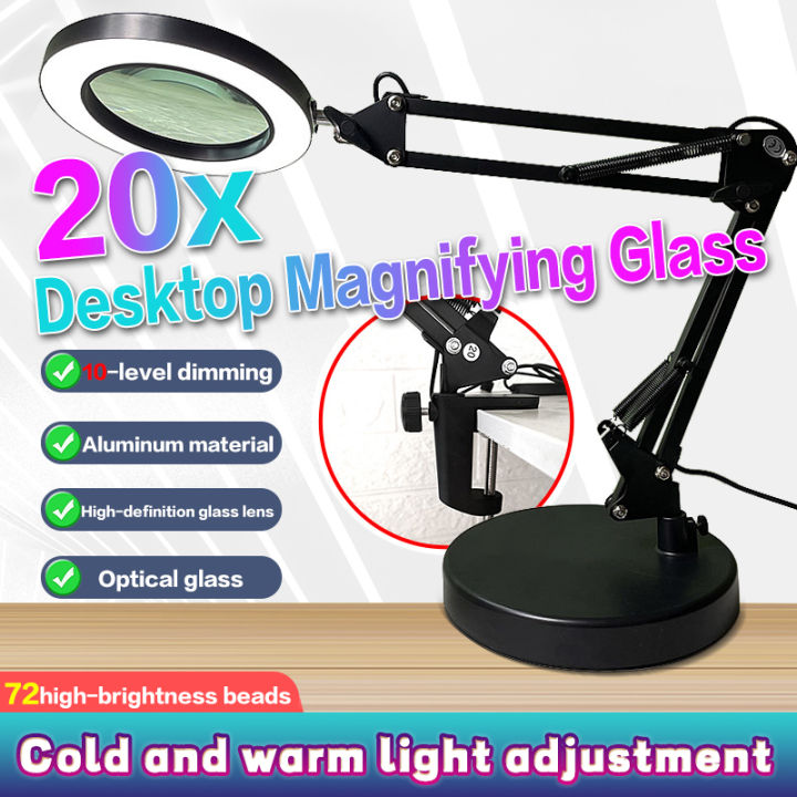 Free gift Clamp 20X Magnifying Glass Desk Lamp reading light