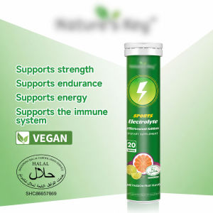 N*a*t*u*r*es K*e*y Electrolyte Effervescent Tablets KKM Halal Vitamin B & C + Calcium Magnesium Zinc Iron Potassium Taurine Lime & Passion Fruit Sports Hydration Energy Support