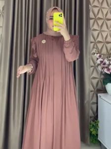 DRESS GAMIS WANITA CERINGKEL AIRFLOW  LENGAN PANJANG TALI KANCING AKITIF FULL BAWAH BUSUI MEWAH MURAH BERKUALITAS