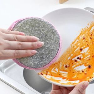 Spons Cuci Piring 2 Sisi Halus Dan Kasar Serbaguna / Double Sides Cleaning Sponge Spon Panci Bulat / Penghilang Kerak /Busa Cuci Piring /Spon Cuci Piring /Sponge Cuci Piring / Spons Cuci Piring Awet