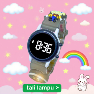 Promo!!! Jam Tangan Anak LED lampu Labubu Display Digital Strap Tali Rubber Tombol Lampu