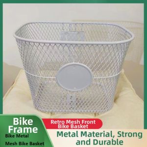 CLARO 31.523.523cm Bike Front Basket White Iron Handlebar Shopping Storage Basket Vegetable Basket