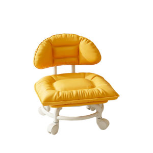 Universal Wheel Small Stool with Backrest Ultra Quiet Pulley Low Stool Soft Cushion Durable Home Rolling Chair