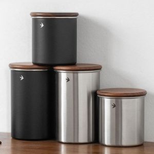 PURETEN 380ml 560ml Matcha Jar Wood Lid Stainless Steel Tea Canister Large Capacity Storage Bottle Kitchen