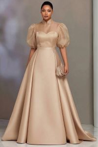Plus Size Elegant Satin Prom Dresses for Women Stand Collar A Line Maxi Dress Formal Wedding Guest Party Bridesmaid Long Dress2026