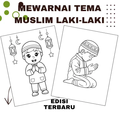 50pcs Promo Produk Baru Mewarnai Gambar Muslim Perempuan dan Laki-laki Harga Termurah!!!