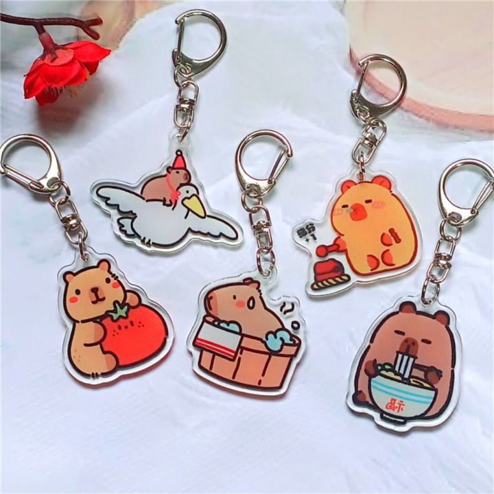 DSFDF Acrylic Capybara Keychain Animal Double-sided Capybaras Keyring ...