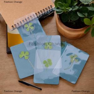 [COD] Fashion Change 1 5 10Pcs Lucky Clover Postcards Natural Grass Transparent Wishing Cards For Bookmarks