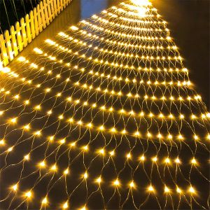 🌙Solar Net Mesh Led Hari Raya Lights 3x2M Outdoor Garden Fairy String Lights Party Garden Hari Raya Decoration Ramadan Lights