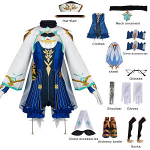 XinNgo Genshin Impact Sucrose Cosplay Costume Knights Of Favonius SATO Uniform Jumpsuit Anime Game Character Full Sets Fancy Performance Clothing