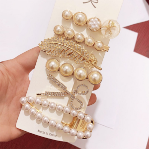 6pcs/set Pearls Hair Clips Hairpin Fashion Geometric Flower Barrettes Headwear Girls Sweet Hair Pins Hair Accessories  for Women