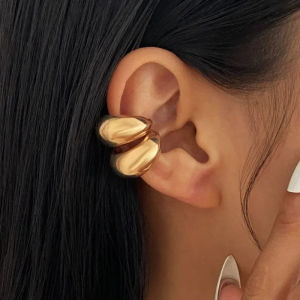 JJT Geometric Gold Open Hoop Earrings with Unique Textured Design for Fashionable Women