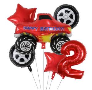 Paket Balon BLAZE AND THE MONSTER MACHINE Angka A / Dekorasi Ulang Tahun Hotwheels Race Car Mobil Truk
