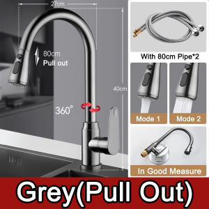 304 Stainless Steel Contemporary Kitchen Faucet For Sink Single Handle Spring Taps with Sprayer