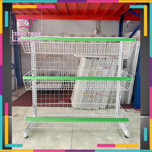 Kệ đơn giỏ mỳ siêu thị Cao 1m5 x dài 1m2 x 3 giỏ