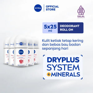 NIVEA Deodorant Roll On Dry Comfort 5x25ml - Deodoran Wanita