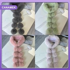 【CANAMEK】 Dài Faux Fox Fur Khăn Phụ Nữ Mùa Đông Ấm Mềm Lông Khăn Quàng Cổ Giản Dị Phụ Nữ Ngoài Trời Cổ Ấm Cổ Áo