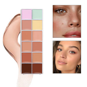 VERONNI Professional 12-Color Concealer Palette - Cheese Texture Smooth & Skin-Friendly Full Coverage Waterproof & Non-Caking Multi-Correction for Dark Circles & Acne