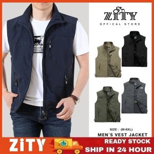 ZITY Mens Sleeveless Waterproof Vest Solid Color Casual Jacket Available in Sizes M to 5XL