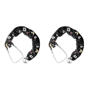 Black Stethoscope Cover Dog Paw Print Stethoscope Sleeve 2 Pack Stethoscope Cover Cute Stethoscope Cover Sleeve Nurse Gifts for Women