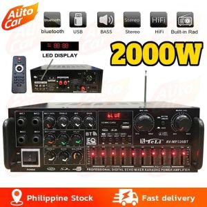 6000W AV-8000BT Bluetooth Stereo Amplifier 12V/220V 4CH with Mixer Equalizer HIFI Audio Amplifier FM Radio Car/Home Karaoke Player