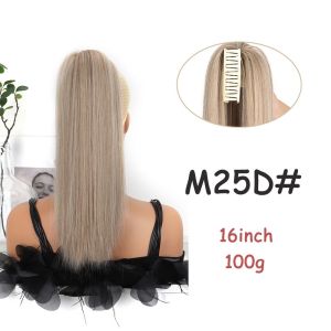 RANZH Long Claw Clip Hair Extension Natural-Looking 16 Inch Long Straight Synthetic Hairpiece Elegant Fluffy Fountain Waterfall Ponytail for Women
