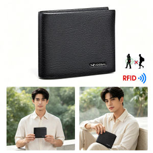 MENSPE Mens Wallet Cash Slot Simple Short Wallet Soft PU Business Wallet RFID Anti Theft Brush Retro Wallet Multi-Card Position Wallets Travel Purses Coin Pouch ID Credit Cards Holders