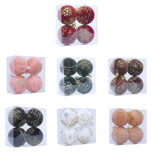 4Pcs Christmas Baubles Shatterproof Christmas Ball Hangings Ornament For Tree Wedding Winter Holiday Decoration