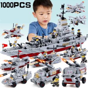 1000Pcs Kapal Induk Blok Mainan Brick Balok Susun SWAT Anak Laki Laki  Pesawat Mainan Anak Laki